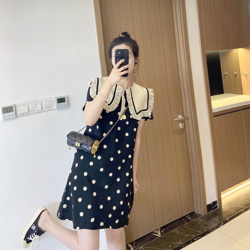 Small, sweet, light and mature temperament, slim and slightly fat sister, 200 catties, new Chinese style loose wave point fairy summer skirt