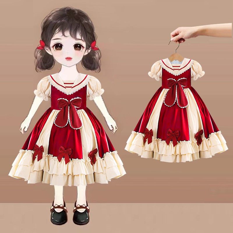 公主裙女童2023春夏裝新款兒童洋氣洛麗塔連衣裙寶寶禮服蓬蓬裙子