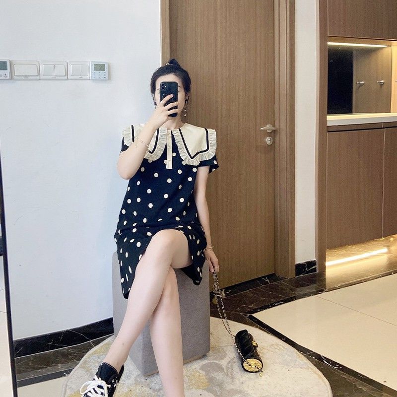 Small, sweet, light and mature temperament, slim and slightly fat sister, 200 catties, new Chinese style loose wave point fairy summer skirt