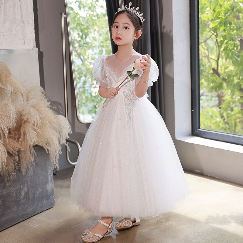 女童禮服公主裙夏季2023新款演出服兒童女孩洋氣連衣裙蓬蓬紗裙夏