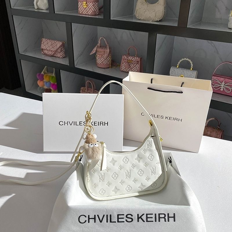 CILES&KEH女包小眾設計白色腋下包高級感法棍單肩包2023新款