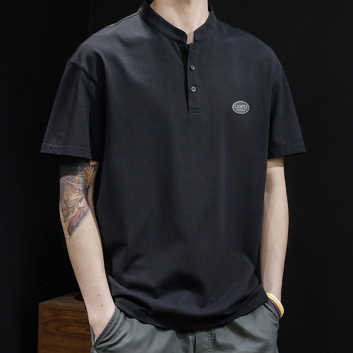 男士polo衫短袖夏季休閒高級感潮牌潮流薄款冰絲2023新款修身t恤
