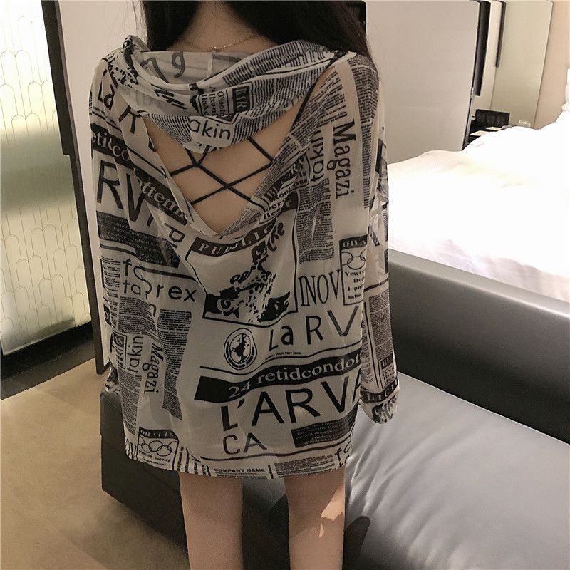 Sun protection clothing jacket women's summer thin 2023 new summer style loose hooded sun protection clothing long-sleeved top ins trend