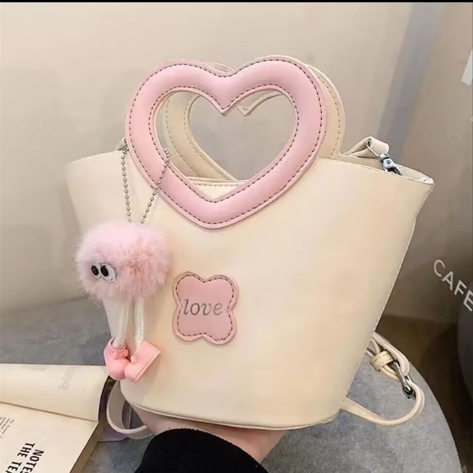 手工編織包包自製愛心包包diy材料包少女心水桶包送女友閨蜜禮物