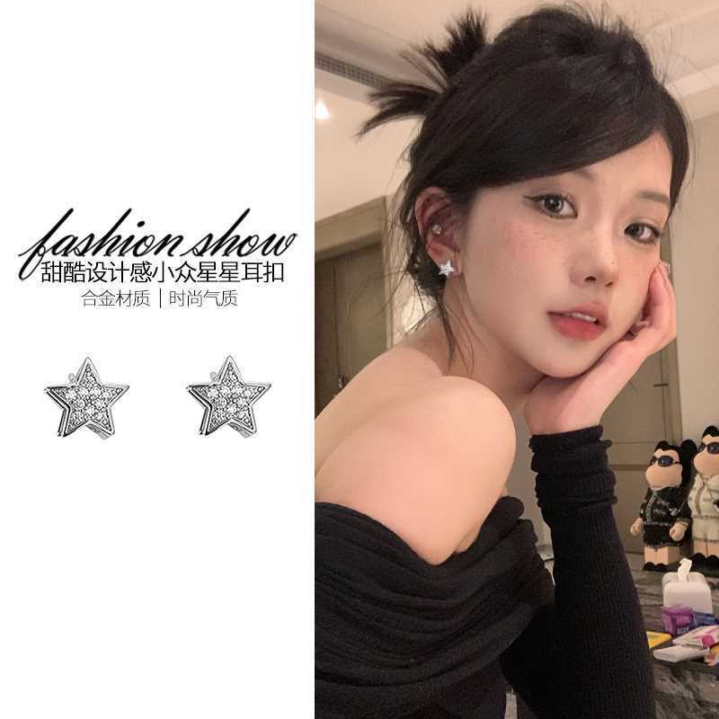 純銀耳釘五角星女2023年新款輕奢小巧精緻高級小眾設計感銀針簡約