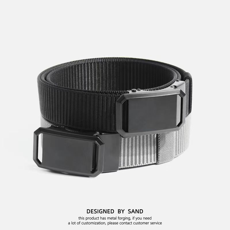 Belt for men, student automatic buckle, versatile canvas nylon belt no holes, extended function, casual workwear pants_voghion.com