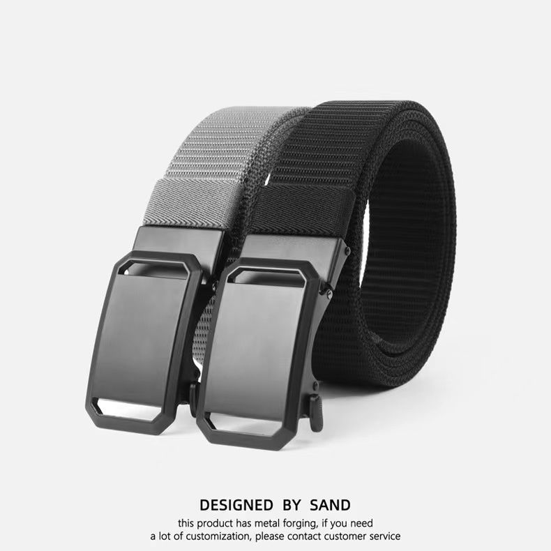 Belt for men, student automatic buckle, versatile canvas nylon belt no holes, extended function, casual workwear pants_voghion.com