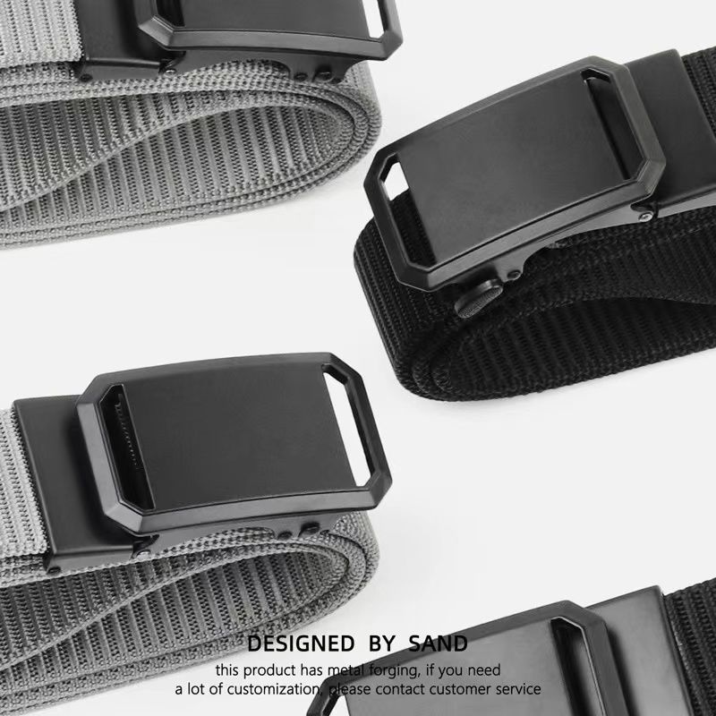 Belt for men, student automatic buckle, versatile canvas nylon belt no holes, extended function, casual workwear pants_voghion.com