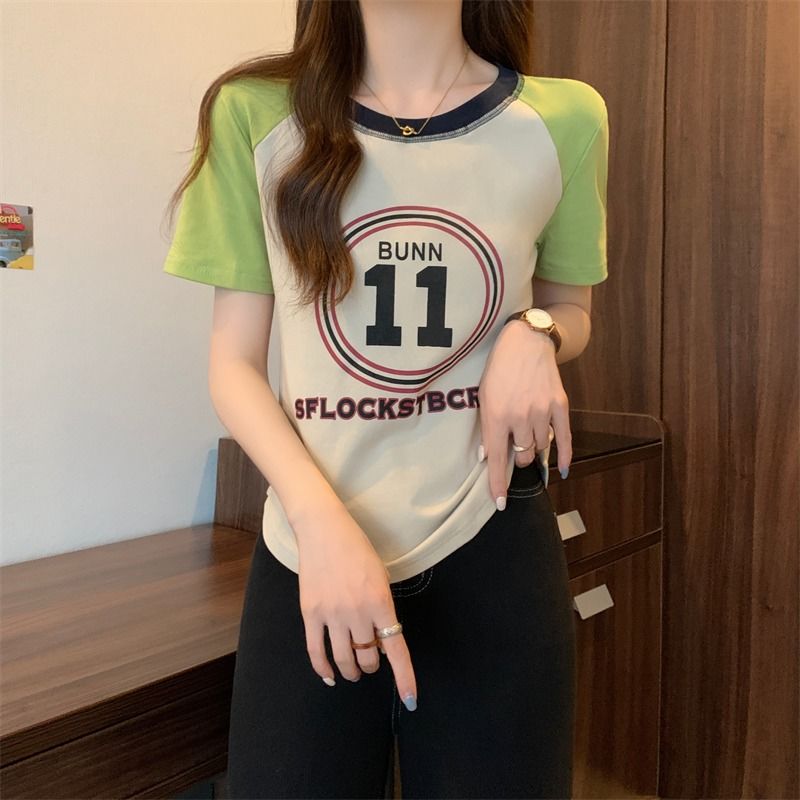 女裝韓版圓領短袖t恤夏季大碼胖mm時尚小眾百搭顯瘦上衣200斤240