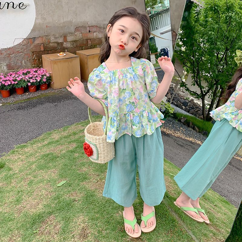 女童套裝夏季2023新款網紅小童女寶寶夏款洋氣時髦兒童裝韓范夏裝