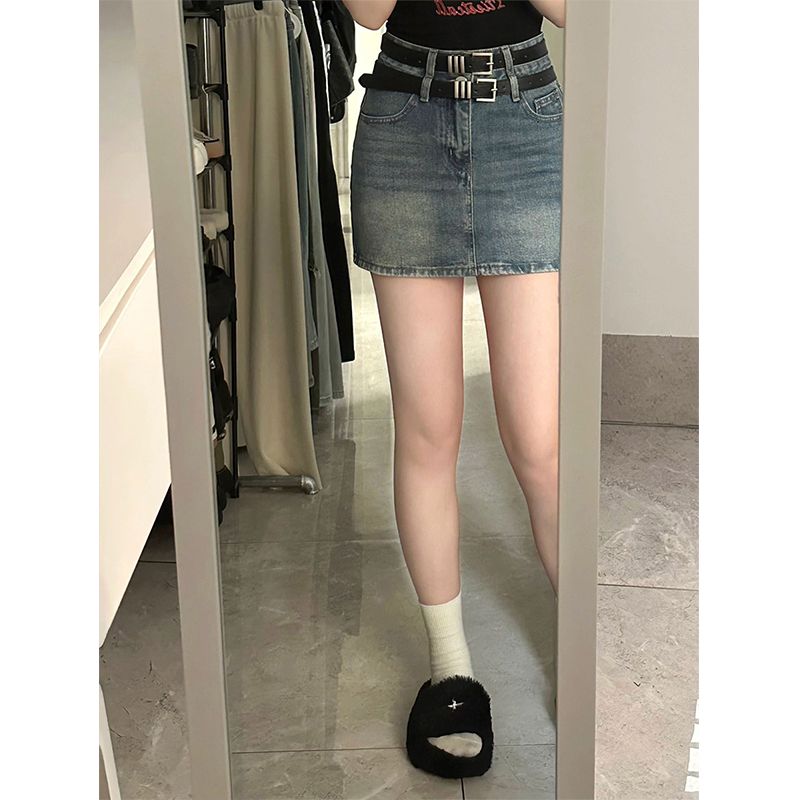 高腰牛仔短裙女2023夏季大碼胖mm百搭包臀裙顯瘦辣妹a字半身裙