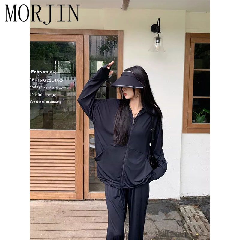 MORJIN black ice silk sunscreen women's outerwear summer thin Korean version outdoor loose breathable sunscreen jacket