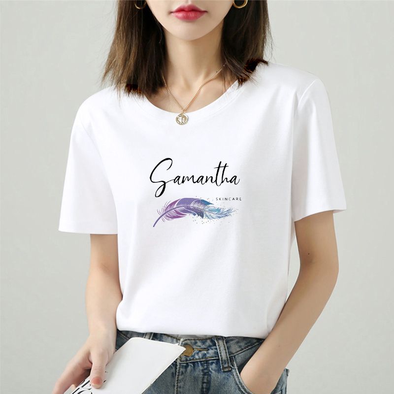 High-quality cotton round neck short-sleeved t-shirt for women  new loose summer purple top bottoming shirt with ins trend