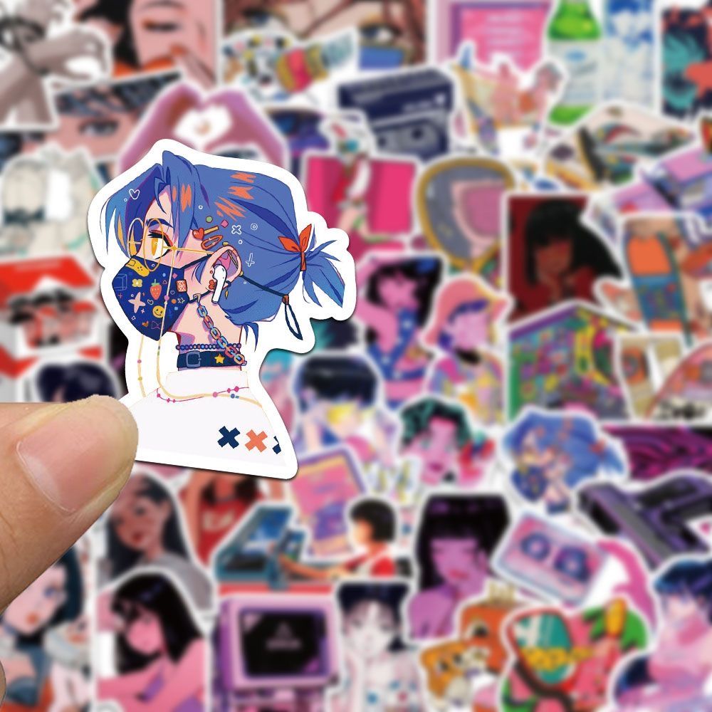 New 100 pieces of City Pop girl high-looking stickers ins style internet celebrity popular cute hot girl waterproof stickers