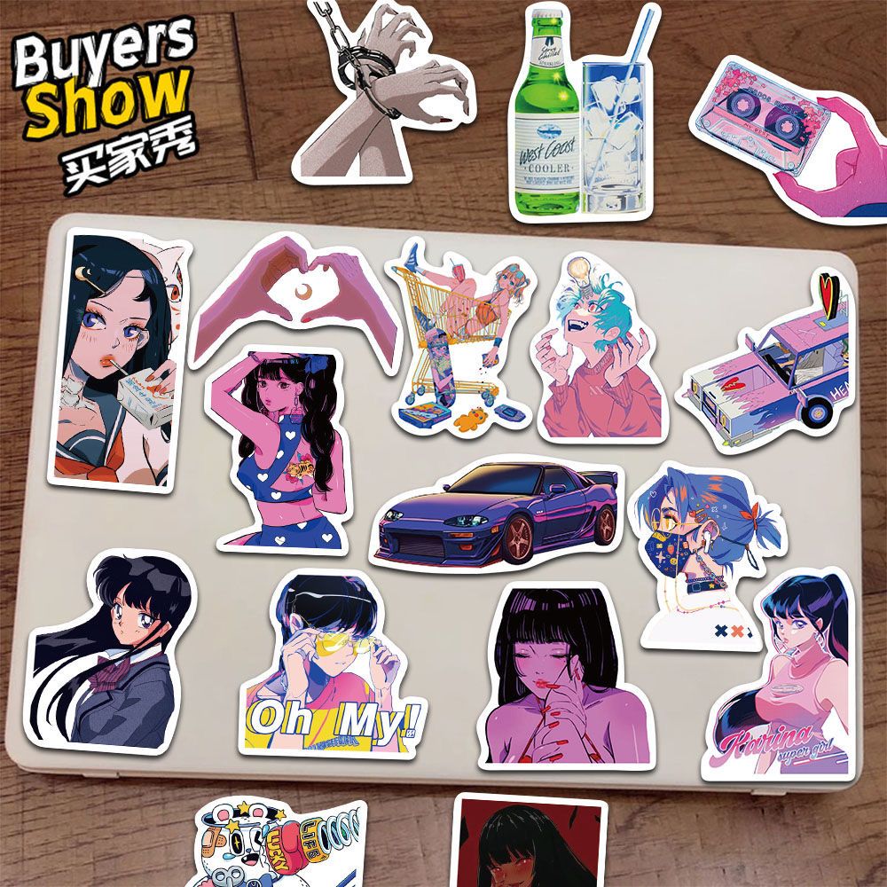 New 100 pieces of City Pop girl high-looking stickers ins style internet celebrity popular cute hot girl waterproof stickers