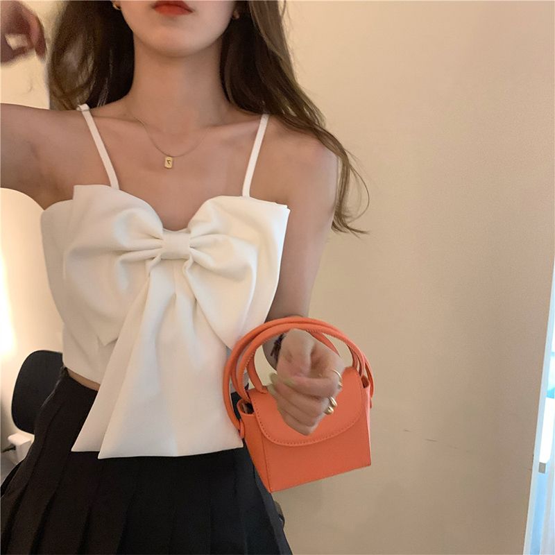 Design sense small crowd bow beautiful back small sling female summer large size fat mm outer wear looks thin inner vest top