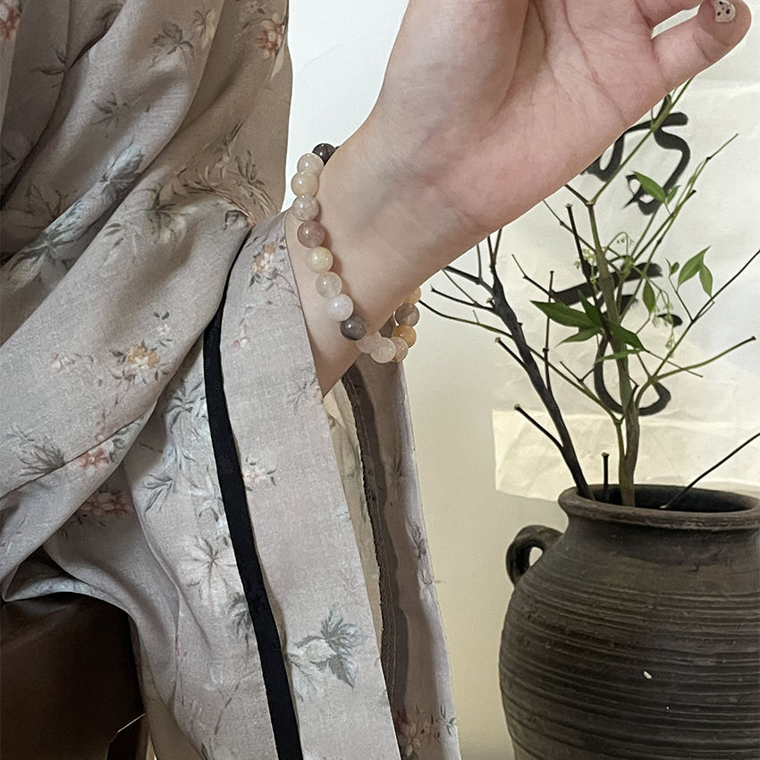 天然玉石手串手鍊女ins小眾設計潮復古簡約百搭高級感串珠子手飾