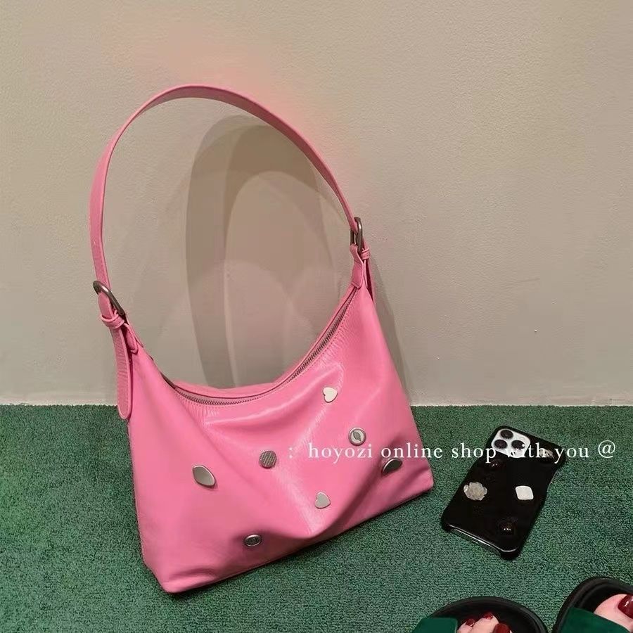 New oil wax pu leather voyou motorcycle armpit bag single shoulder diagonal portable casual large capacity women's bag