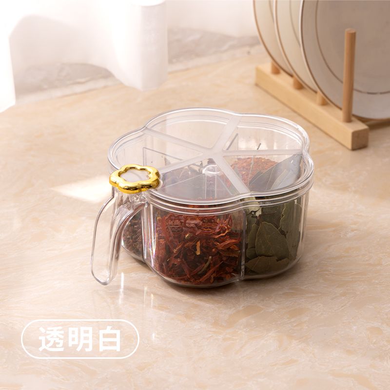 Küchen-Mehrfachbehälter mit integriertem Gewürzstreuer, Salzlöffel und fünf Fächern_voghion.com