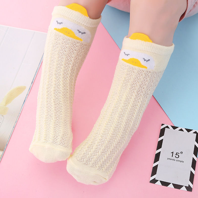 婴儿防蚊袜男女宝宝长筒袜夏季薄款新生儿棉袜可爱透气网眼空调袜