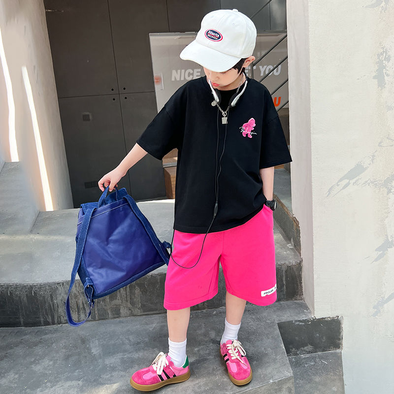 男童夏装套装新款中大童夏季短袖男孩洋气儿童运动韩版炸街潮