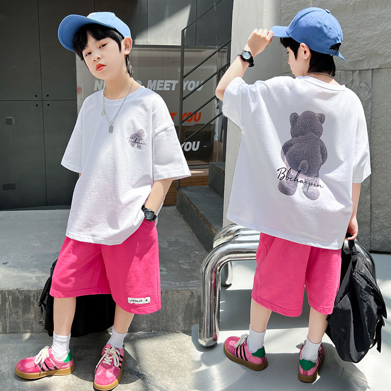 男童夏装套装新款中大童夏季短袖男孩洋气儿童运动韩版炸街潮