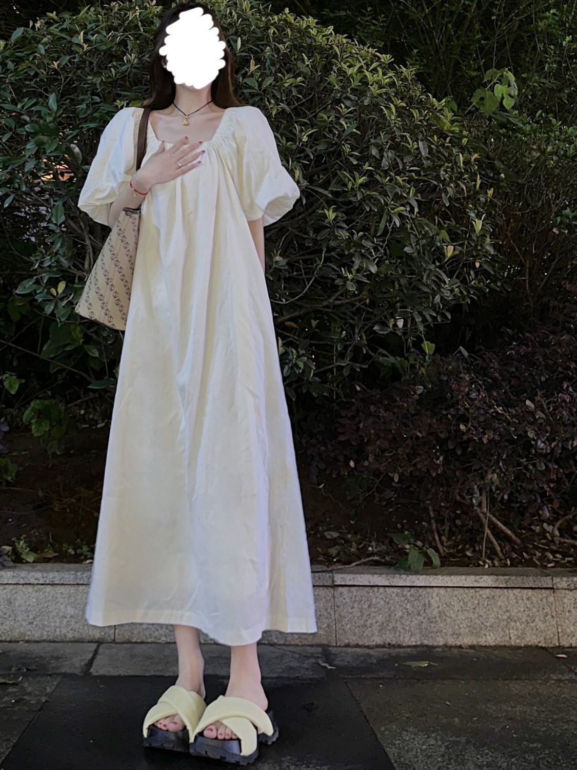 High-end puff sleeve pajamas for women in summer ins sweet nightgown student short-sleeved internet celebrity slim outer dress