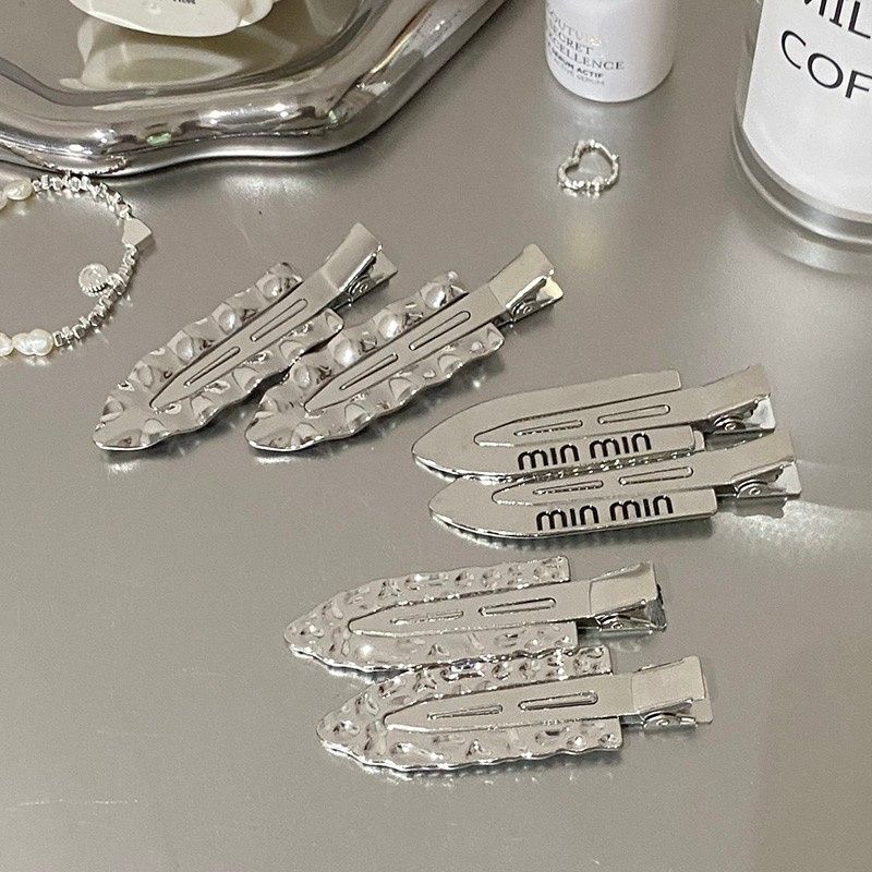 High-end cold style fashionable silver wavy metal seamless hairpin duckbill clip bangs broken hair edge clip head jewelry