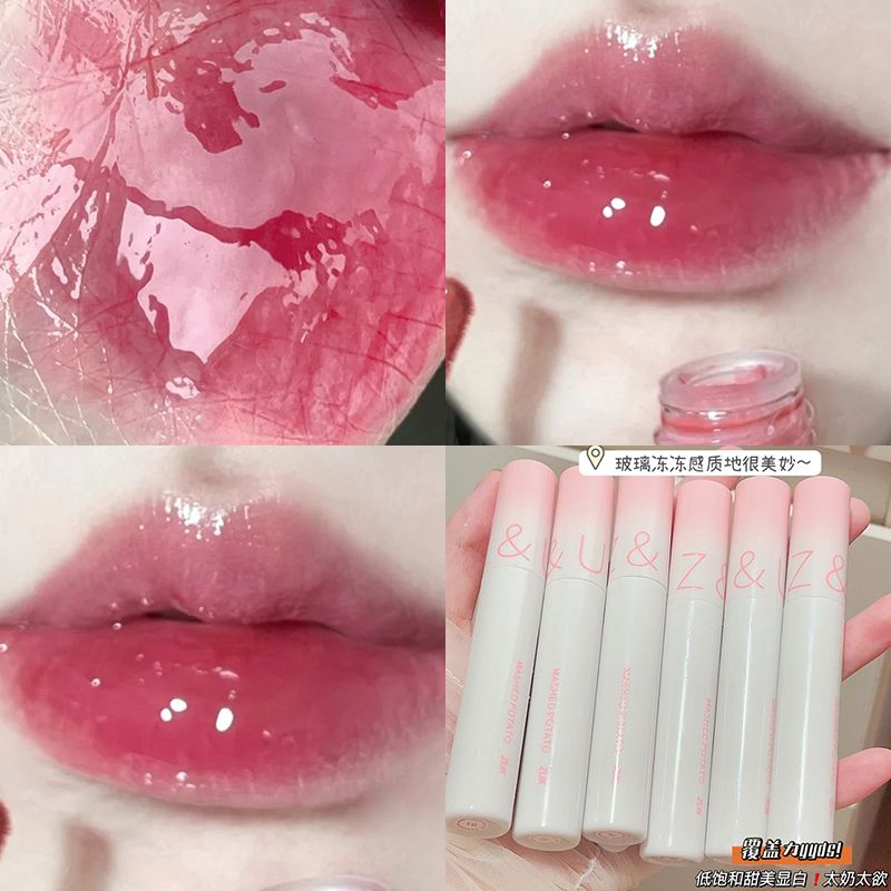 女高白開水~無花果凍鏡面水光唇釉學生黨不掉色不沾杯純欲玻璃唇
