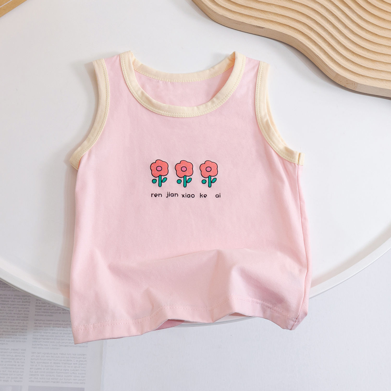 韩国童装女童夏季圆领无袖T恤儿童卡通印花背心宝宝夏装洋气上衣