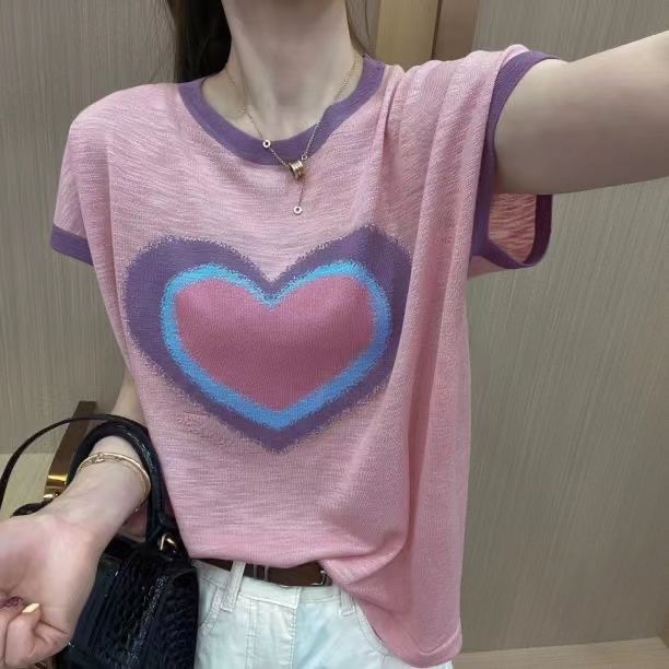 夏季胖妹妹寬鬆遮肉薄款竹節棉女士t恤短袖休閒百搭氣質小衫上衣