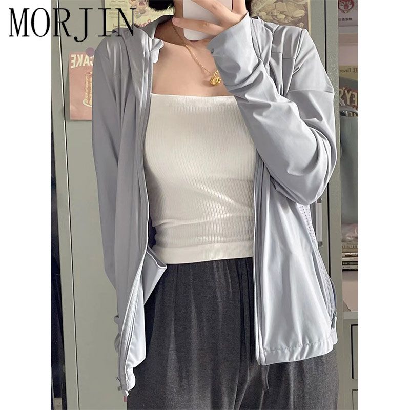 MORJIN gray ice silk sunscreen women's outerwear summer thin section anti-ultraviolet loose breathable sunscreen jacket