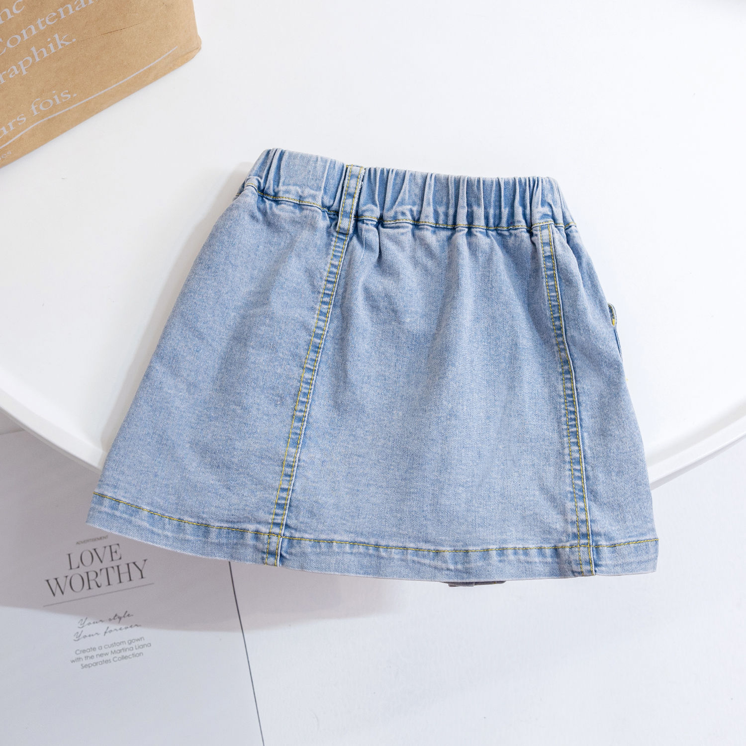 Baby girl denim skirt 2023 girls summer new Korean style fashionable love half skirt for baby girls