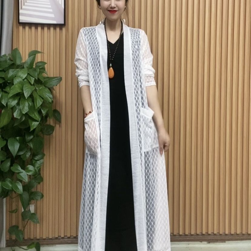 Summer cardigan, sun protection clothing, thin section, fashionable, all-match, thin, age-reducing, smock, long shawl, middle-aged coat, female