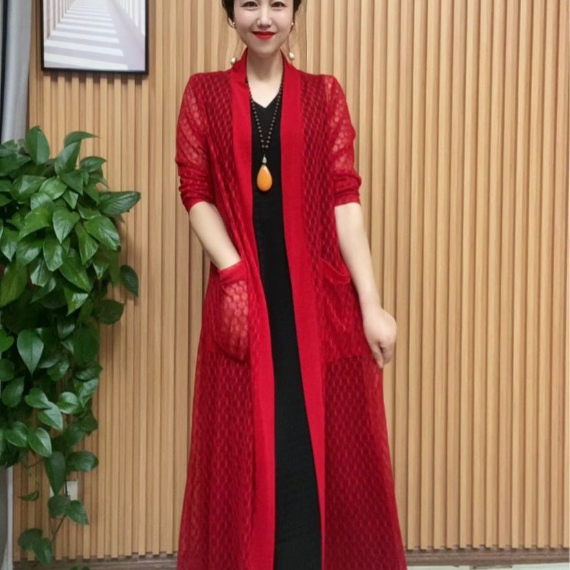 Summer cardigan, sun protection clothing, thin section, fashionable, all-match, thin, age-reducing, smock, long shawl, middle-aged coat, female