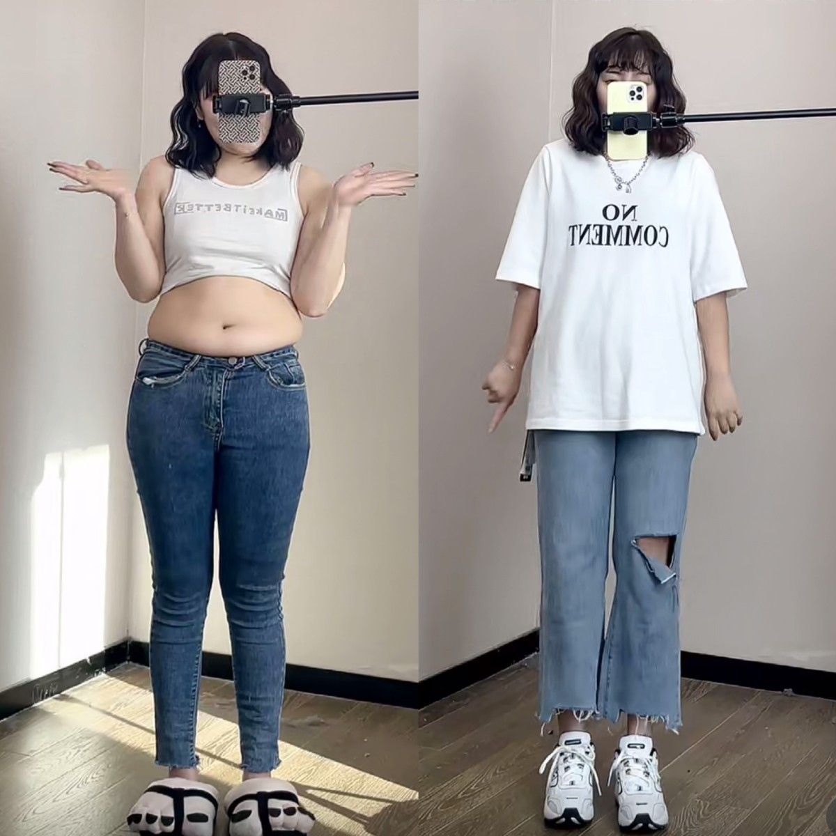 胯大腿粗破洞牛仔褲女2023夏季高腰顯瘦大碼胖mm學生九分直筒褲潮