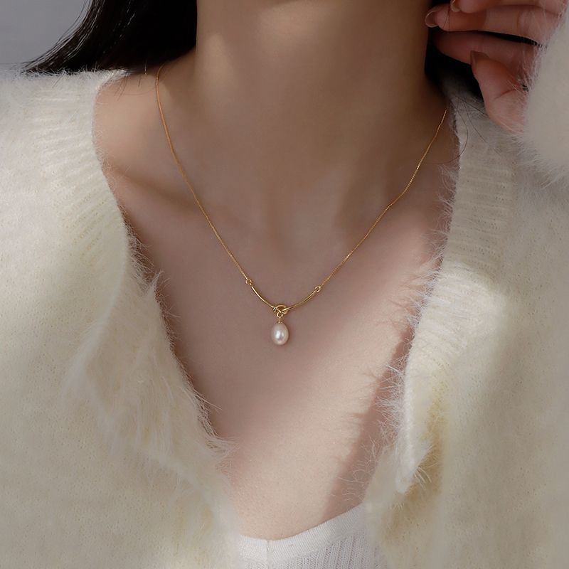 925纯银珍珠项链女轻奢小众设计高级感毛衣链2023年新款潮锁骨链