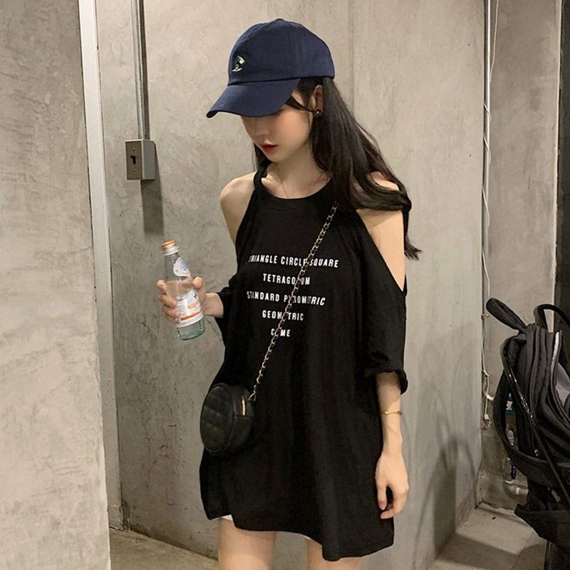 French style small fragrance t-shirt large size women's clothing summer hot girl clothing student party thin section short-sleeved slightly fat mm off-shoulder top