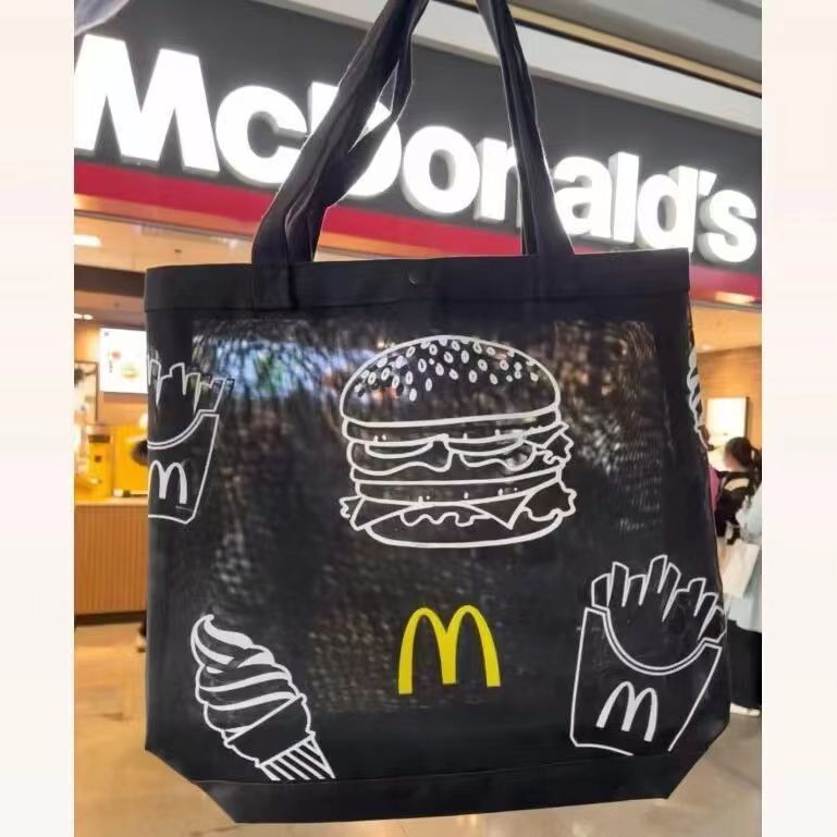Summer new canvas mesh bag McDonald's peripheral high-value shoulder bag large-capacity light beach bag women