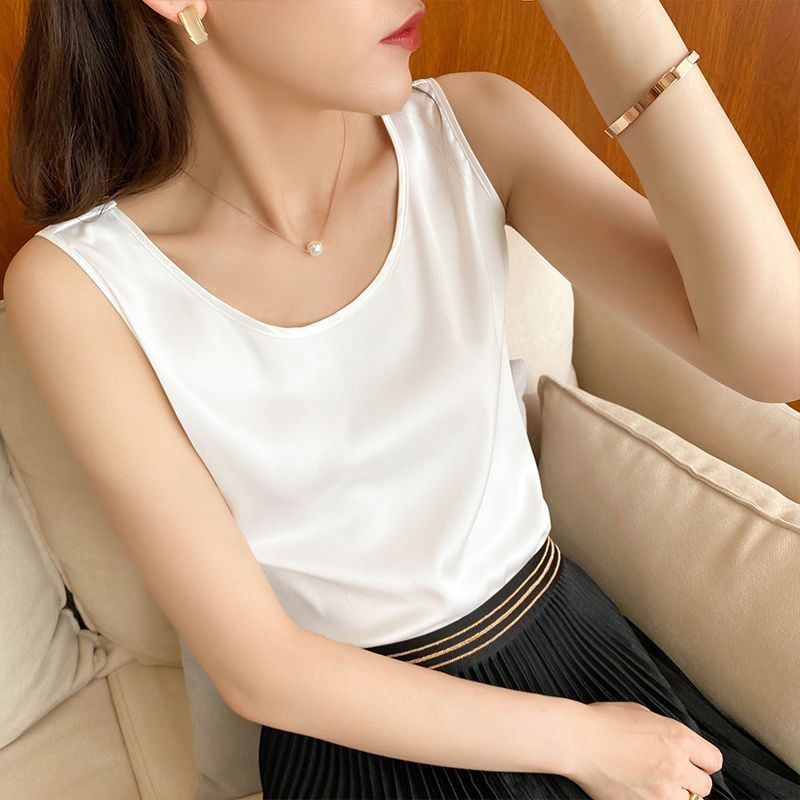 夏季洋氣外穿西裝內搭女無袖背心西服內搭打底衫外穿圓領簡約背心