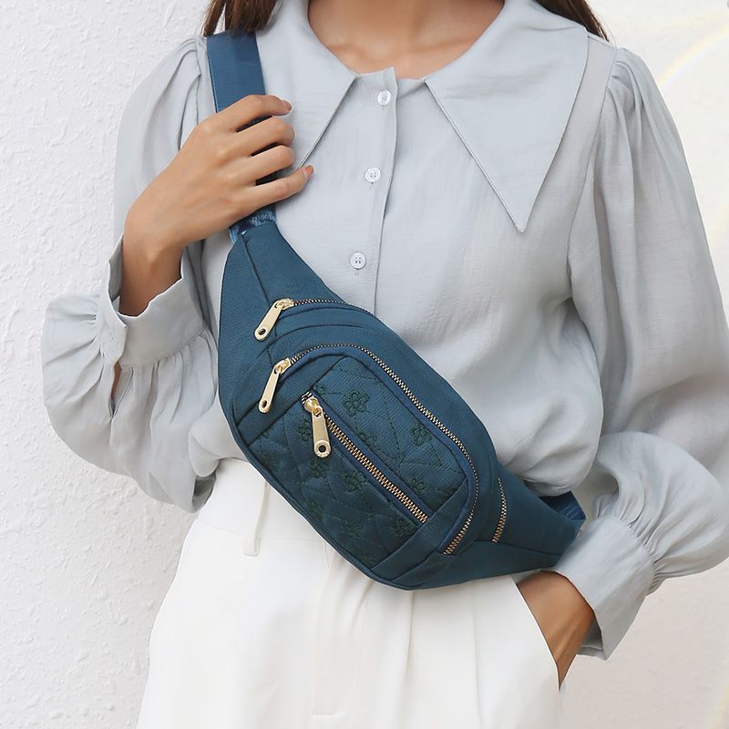Chest bag nylon large capacity backpack flow single shoulder crossbody bag women's Japanese casual sports waist bag mobile phone bag outdoor
