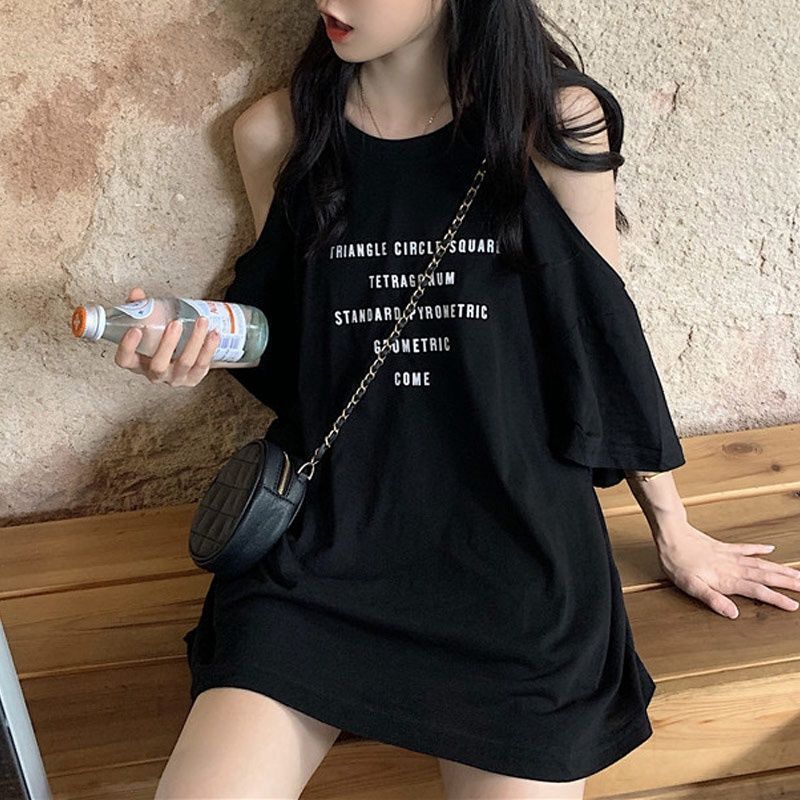 French style small fragrance t-shirt large size women's clothing summer hot girl clothing student party thin section short-sleeved slightly fat mm off-shoulder top