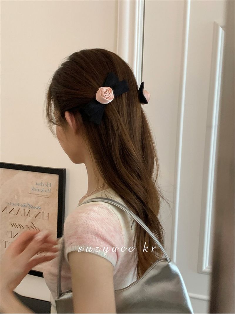 Japanese niche blackpink girl flower hair clip low ponytail hair ring high ponytail top clip hair clip