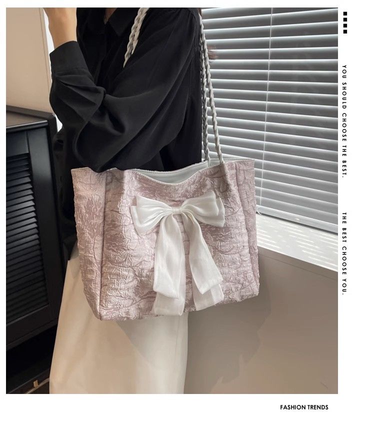 Women's Large Capacity Shoulder Bag Trendy Bowknot Tote Bag_voghion.com