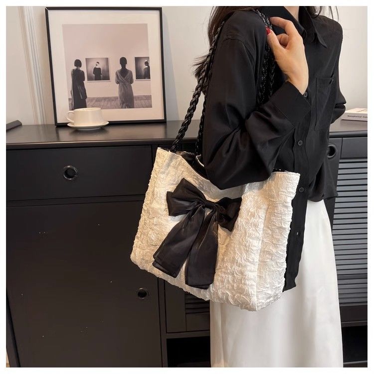 Women's Large Capacity Shoulder Bag Trendy Bowknot Tote Bag_voghion.com