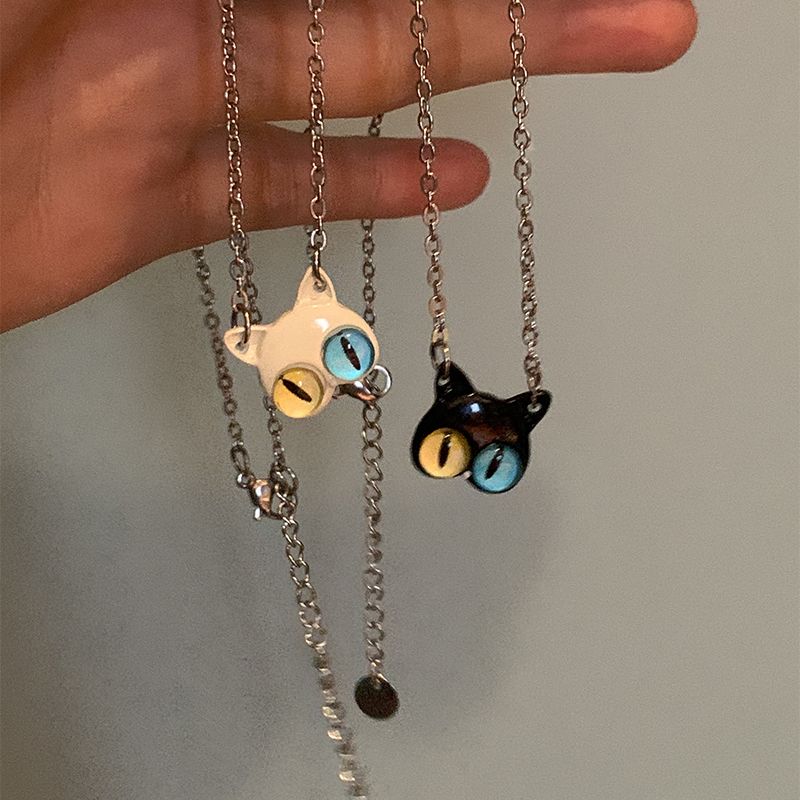 Cat ins style splicing necklace for men and women clavicle neck necklace cartoon princess style personalized couple best friend gift
