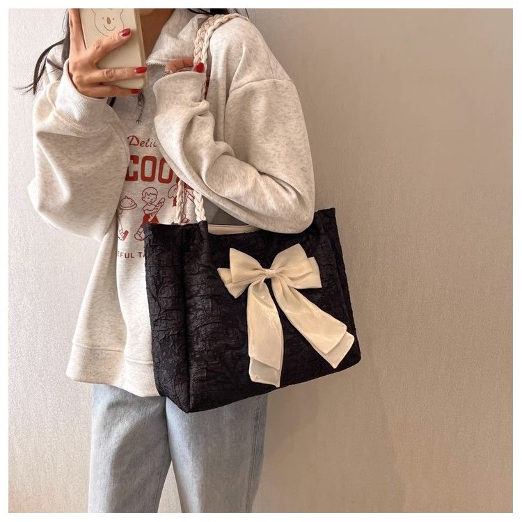 Women's Large Capacity Shoulder Bag Trendy Bowknot Tote Bag_voghion.com