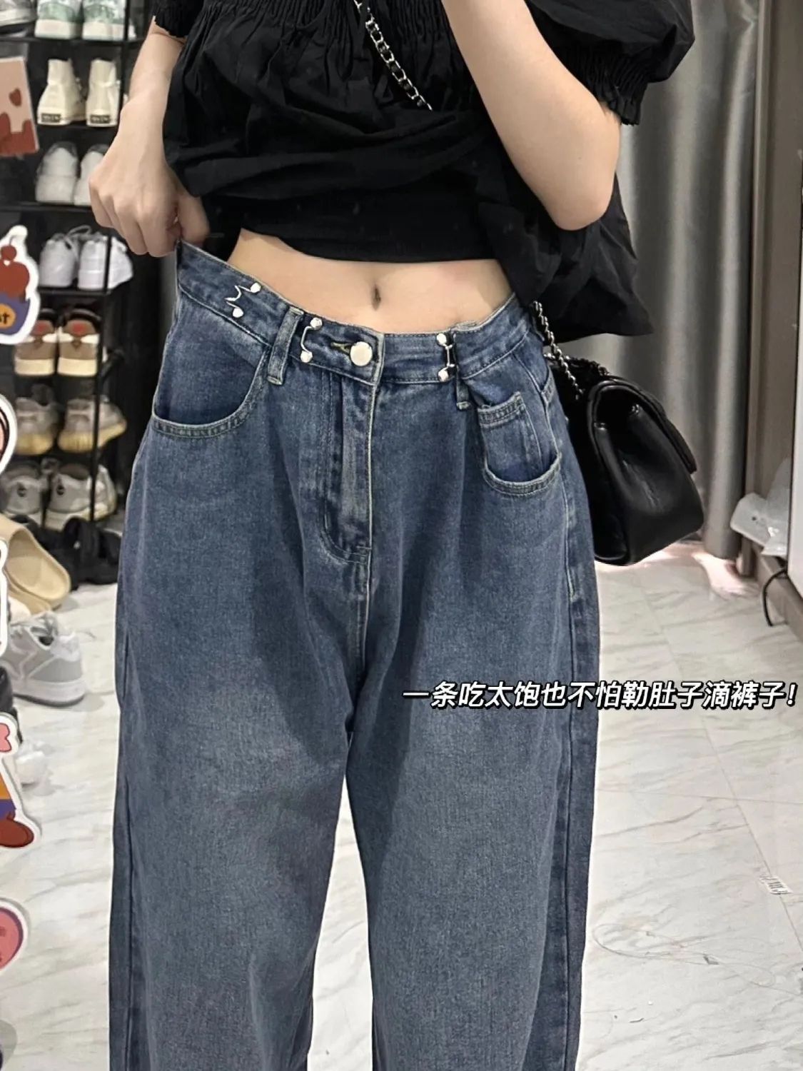 復古闊腿牛仔褲女高腰顯瘦夏季2023新款設計感小眾寬鬆直筒拖地褲