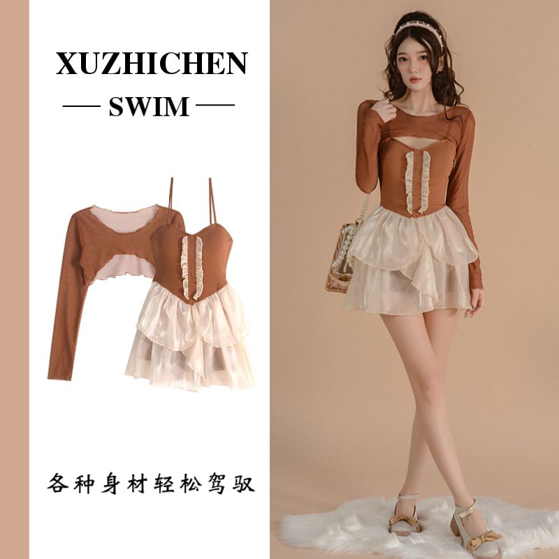 Swimsuit girl Internet celebrity style summer fairy style beach skirt high-end one-piece hot spring female model small pure lust style