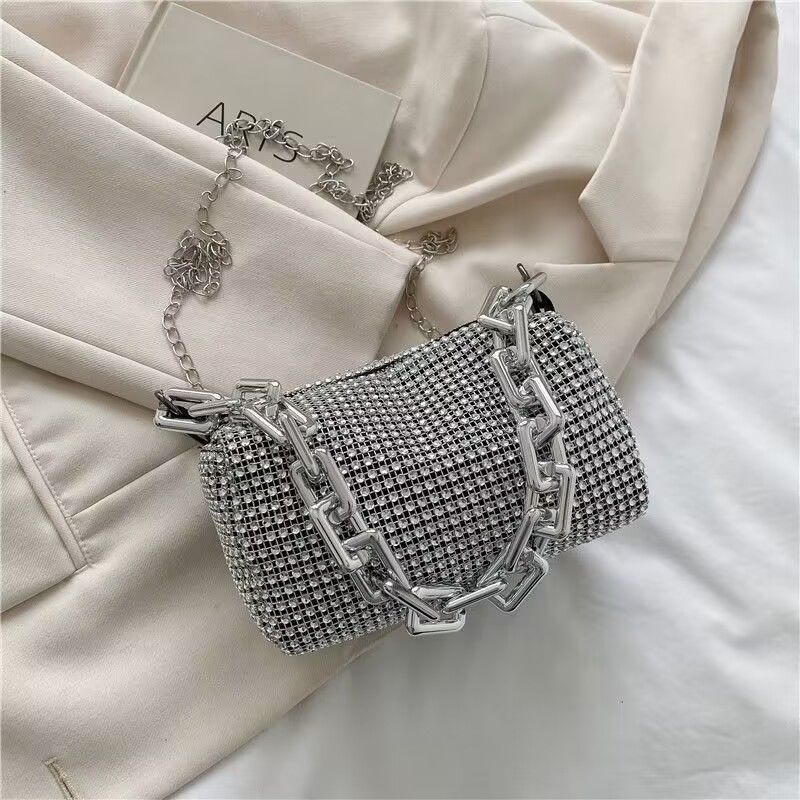 Small Bag Women's 2022 New AW King Water Diamond Bag Full Diamond Bling Bag Handheld Crossbody Chain Bag Inlaid Diamond Bag